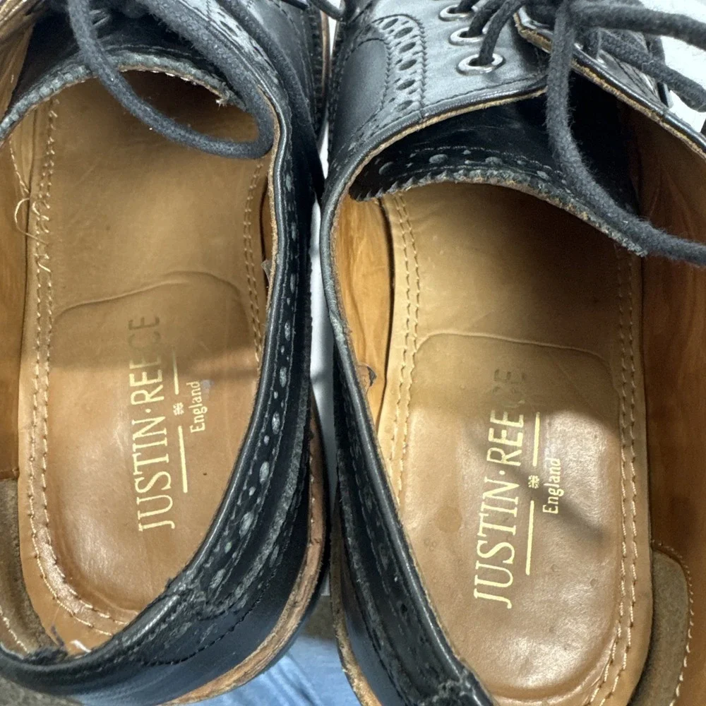 Justin Reece England‎ Oxfords Dress Shoes Mens 9.5 Black Leather Shoes